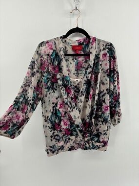 Jennifer Lopez Multicolor Floral Blouse